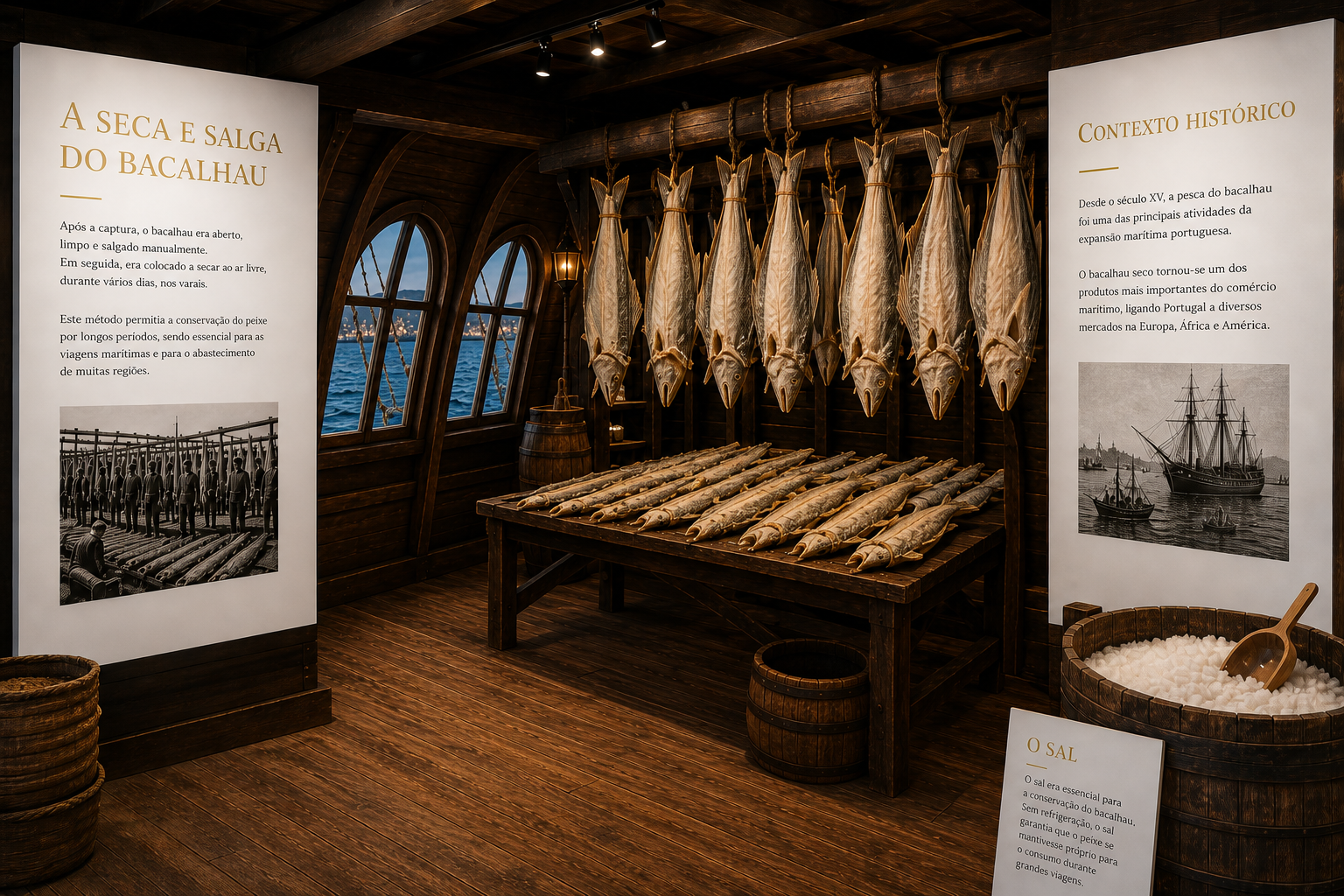 A seca e salga do bacalhau no museu Fiel Ancestral
