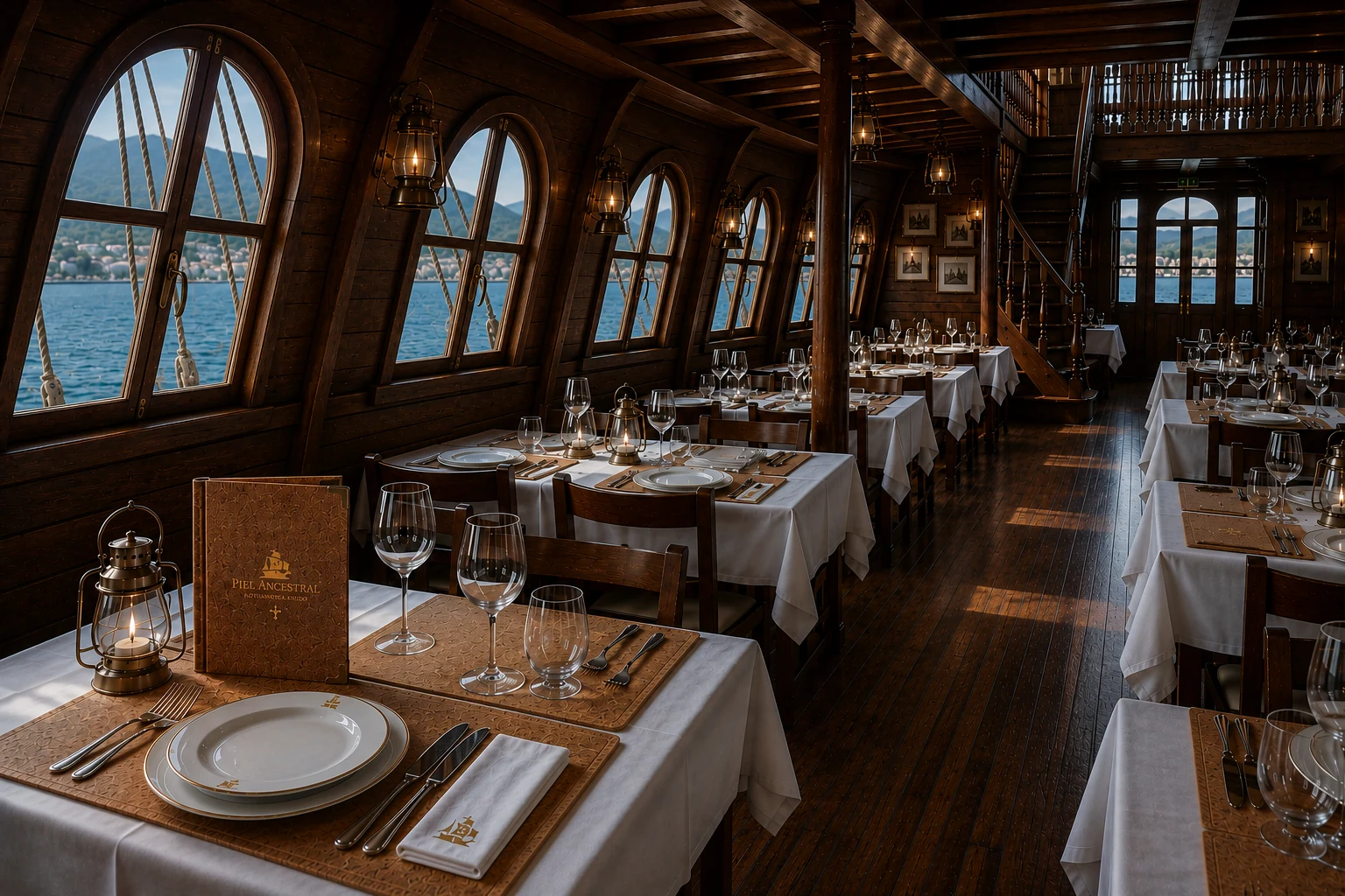 Sala interior do restaurante Fiel Ancestral